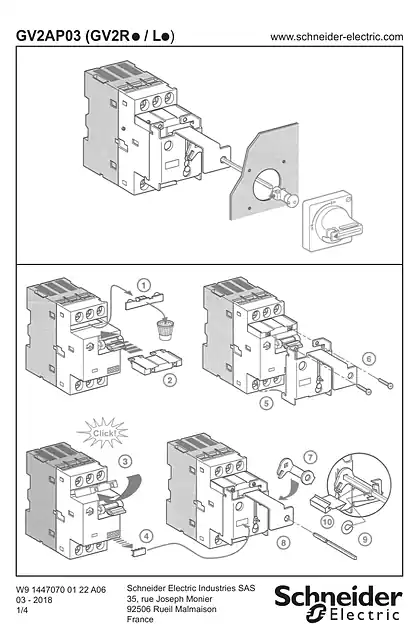 schneider施耐德GV2-AP03 Fixing kit for door interlock mechanism for GV2 R_L